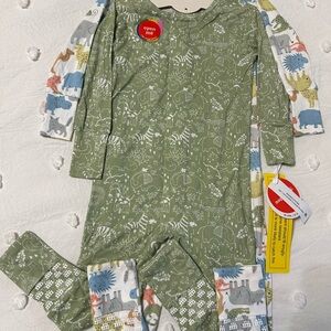 2 pack Magnetic Me Green Animal Prints Baby Pajamas
